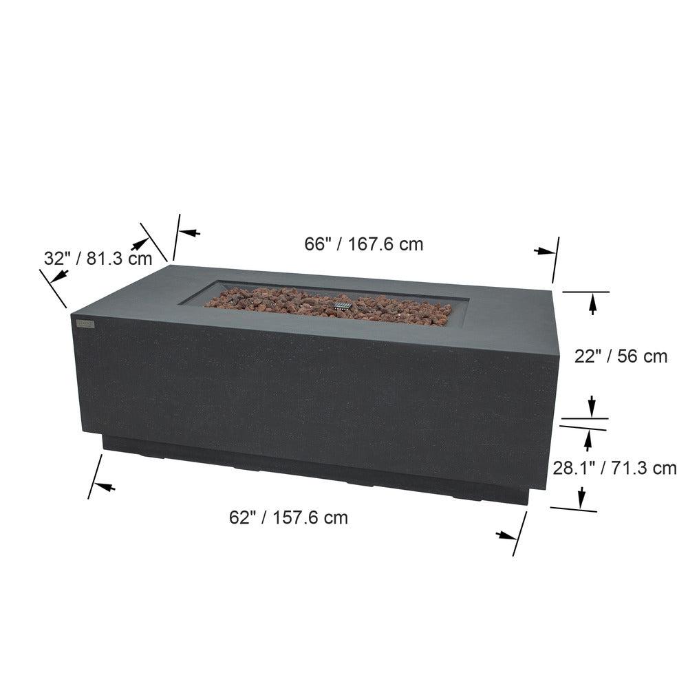 Elementi Andes 32" Rectangle Dark Grey Concrete Propane Fire Table