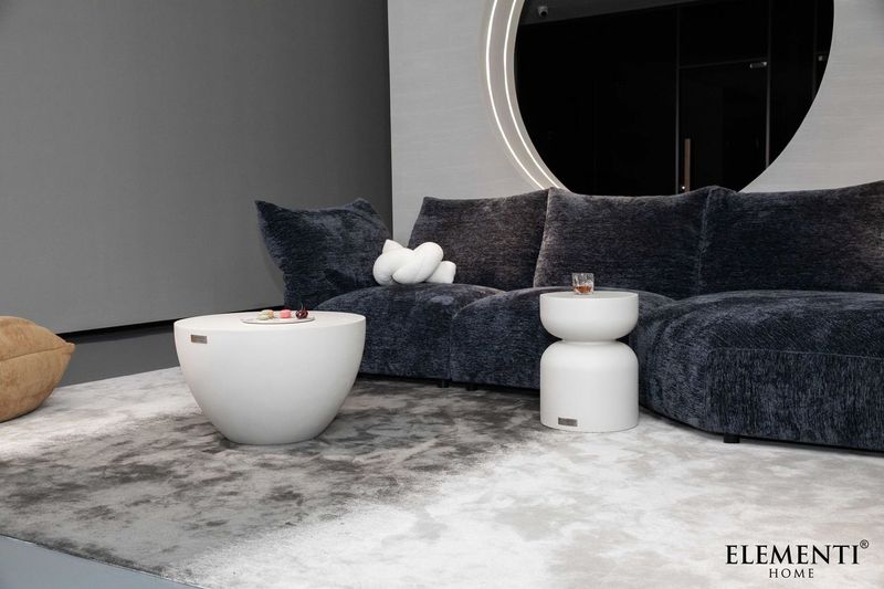 Elementi Home Chronos 26" Small Cream White Concrete Coffee Table