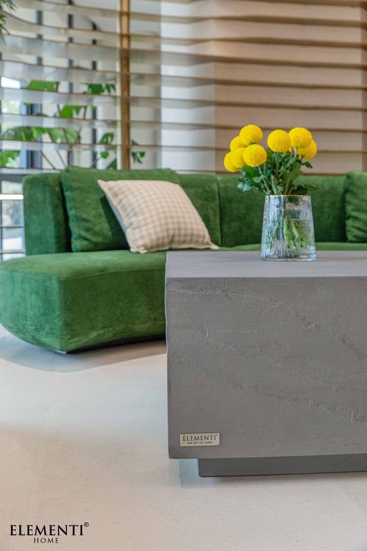 Elementi Home Colorado 34" Medium Square Space Grey Concrete Coffee Table