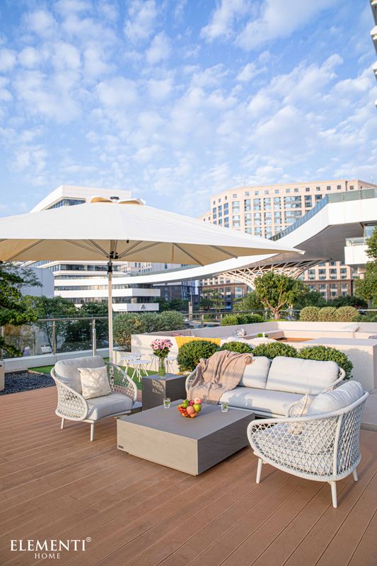 Elementi Home Colorado 40" Large Square Space Grey Concrete Coffee Table