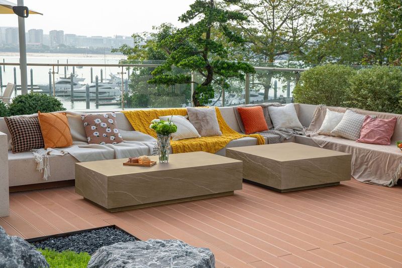 Elementi Home Colorado 60" Large Rectangle Sunlight Yellow Concrete Coffee Table