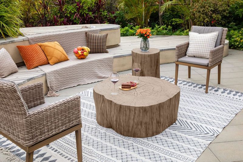 Elementi Home Daintree 19" Red Wood Concrete Side Table