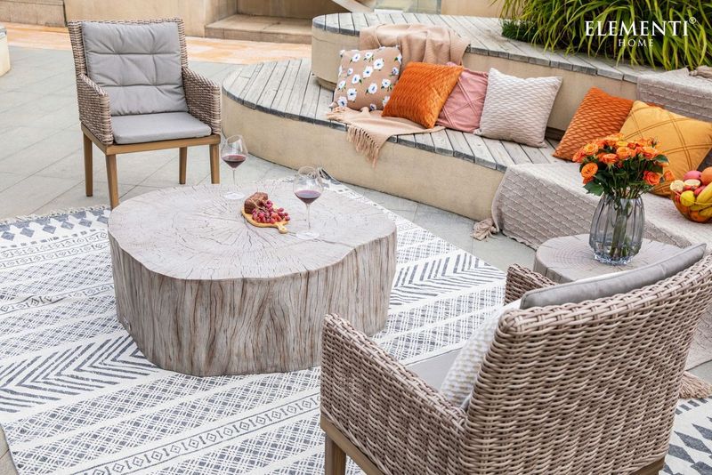 Elementi Home Daintree 42" Large Drift Wood Concrete Coffee Table