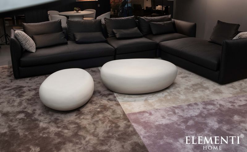 Elementi Home Hawaii 39" Medium Cream White Concrete Pebble Table