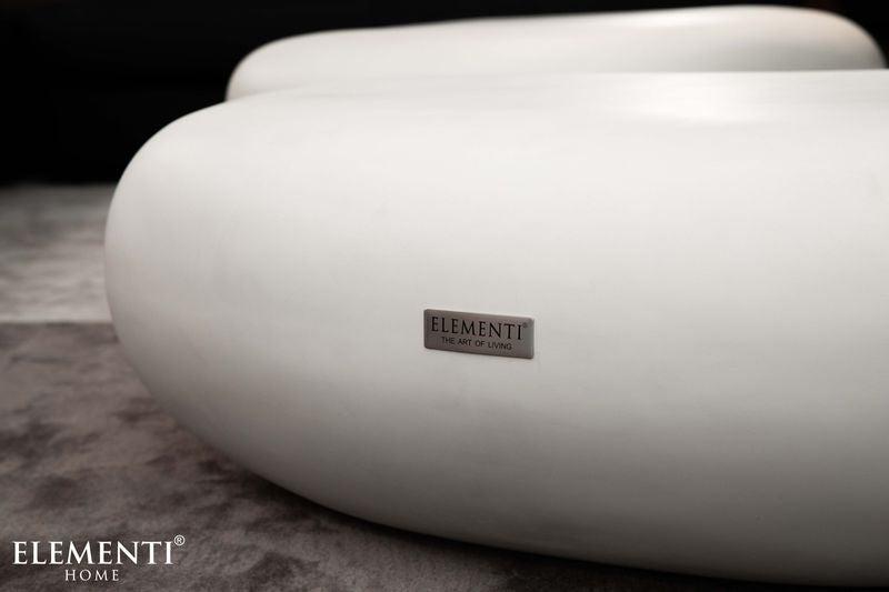 Elementi Home Hawaii 48" Large Cream White Concrete Pebble Table