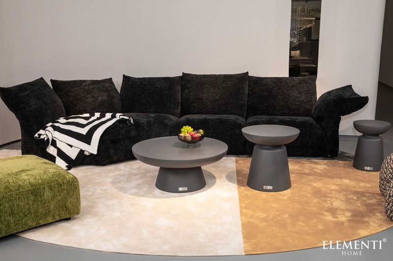Elementi Home Kylix 34" Medium Slate Black Concrete Coffee Table
