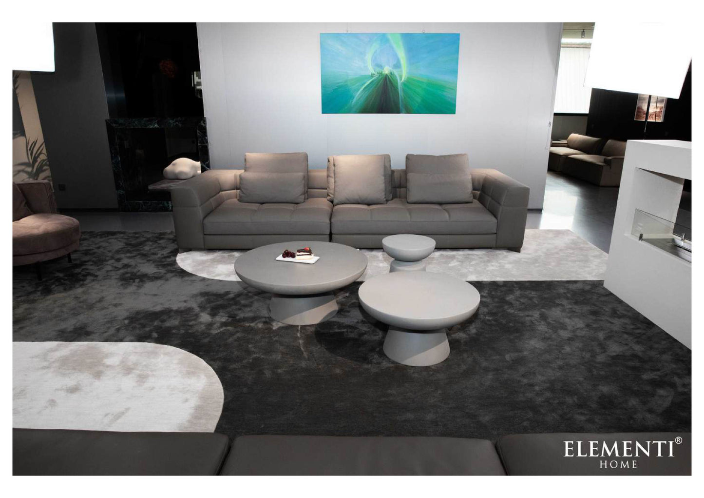 Elementi Home Kylix 34" Medium Space Grey Concrete Coffee Table