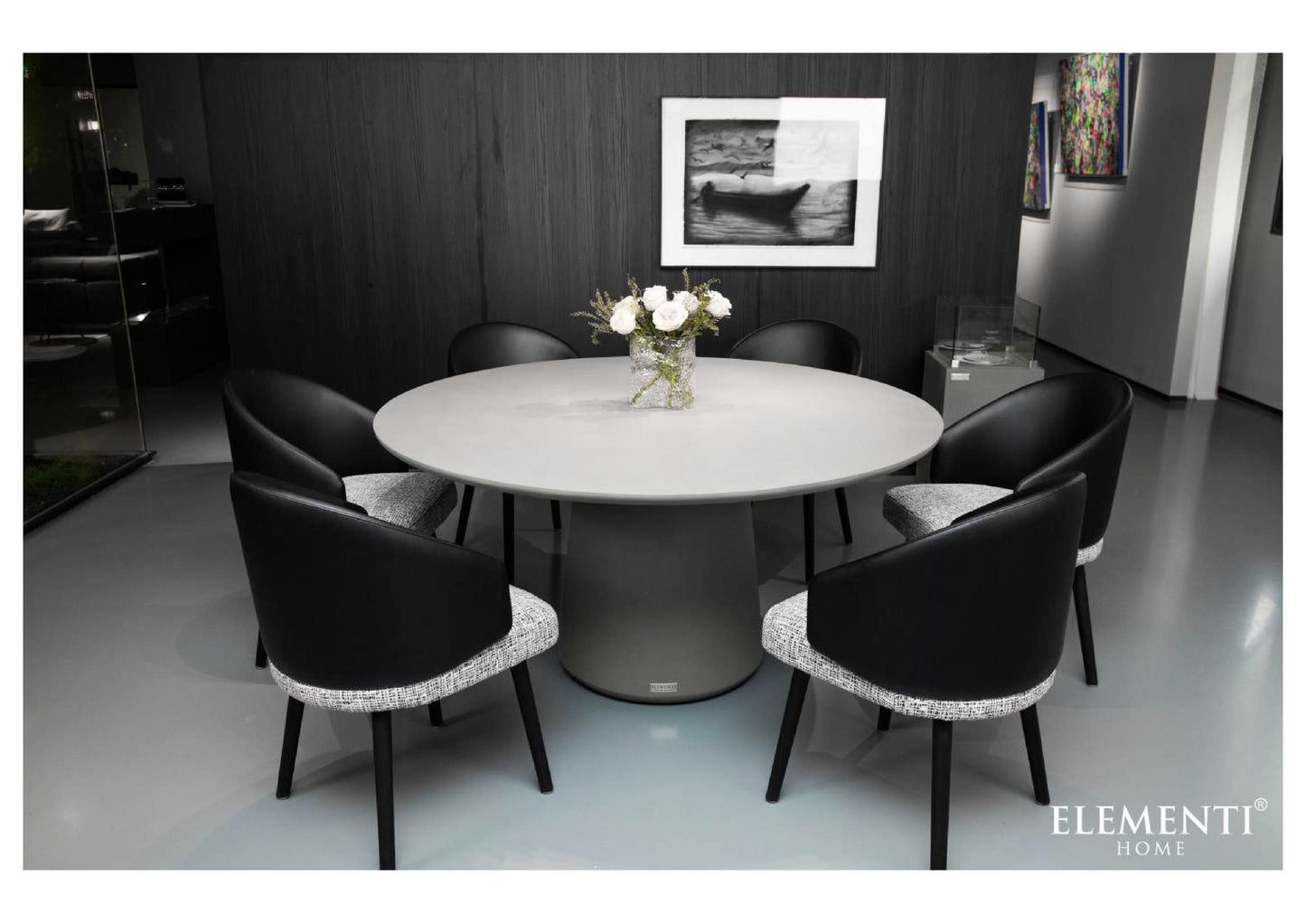 Elementi Home Rio 60" Large Round Space Grey Concrete Dining Table