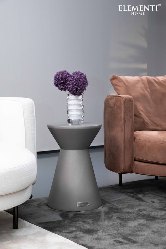 Elementi Home Rome 14" Small Space Grey Concrete Side Table