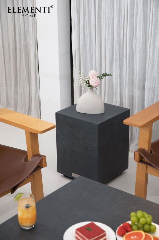 Elementi Home Tevere 14" Small Slate Black Concrete Side Table
