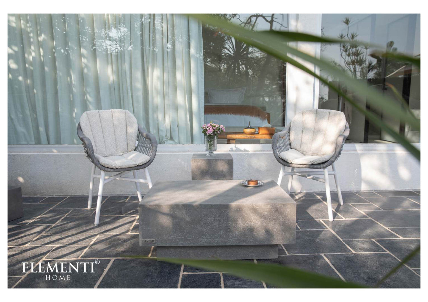 Elementi Home Tevere 18" Large Space Grey Concrete Side Table