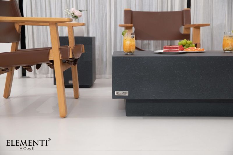 Elementi Home Tevere 34" Medium Rectangle Slate Black Concrete Coffee Table