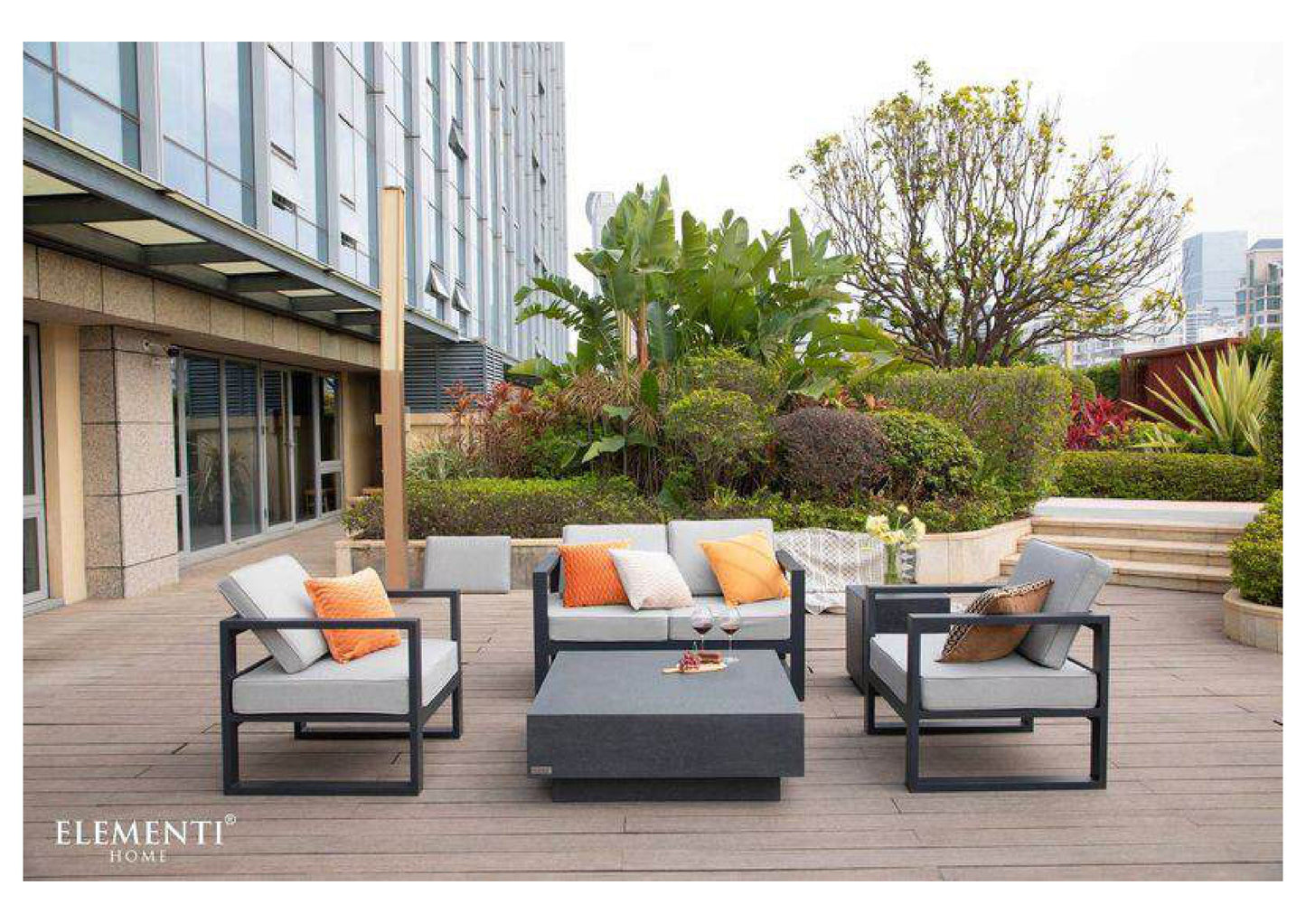 Elementi Home Tevere 40" Square Slate Black Concrete Coffee Table