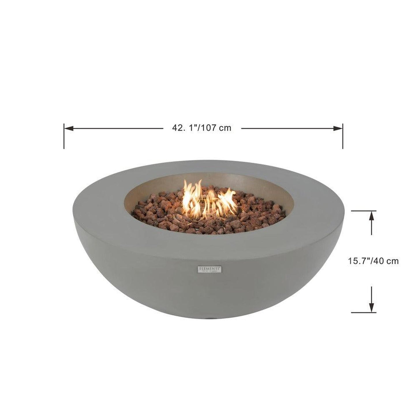 Elementi Lunar Bowl 42" Round Light Gray Concrete Natural Gas Fire Table