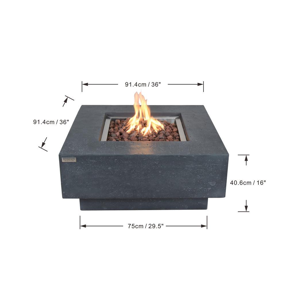Elementi Manhattan 36" Square Dark Gray Concrete Liquid Propane Fire Table