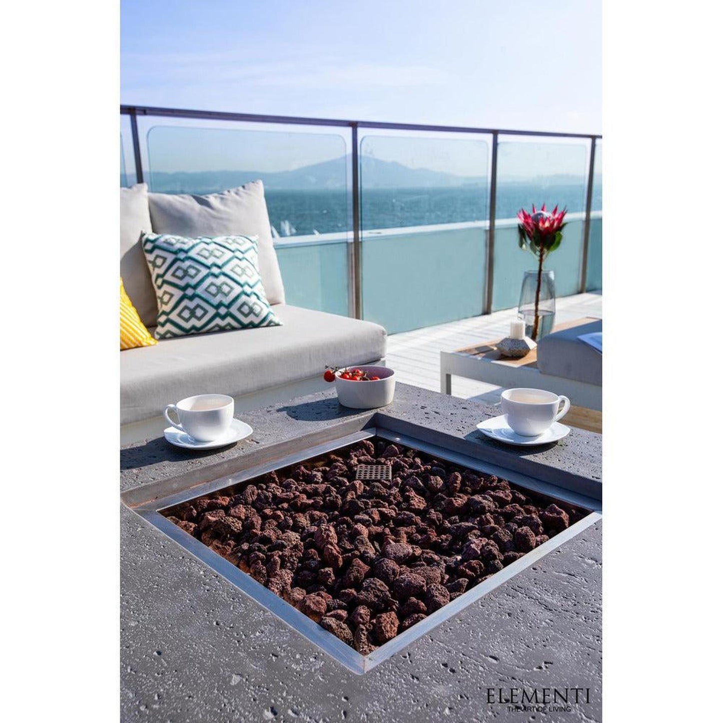 Elementi Manhattan 36" Square Light Gray Concrete Natural Gas Fire Table