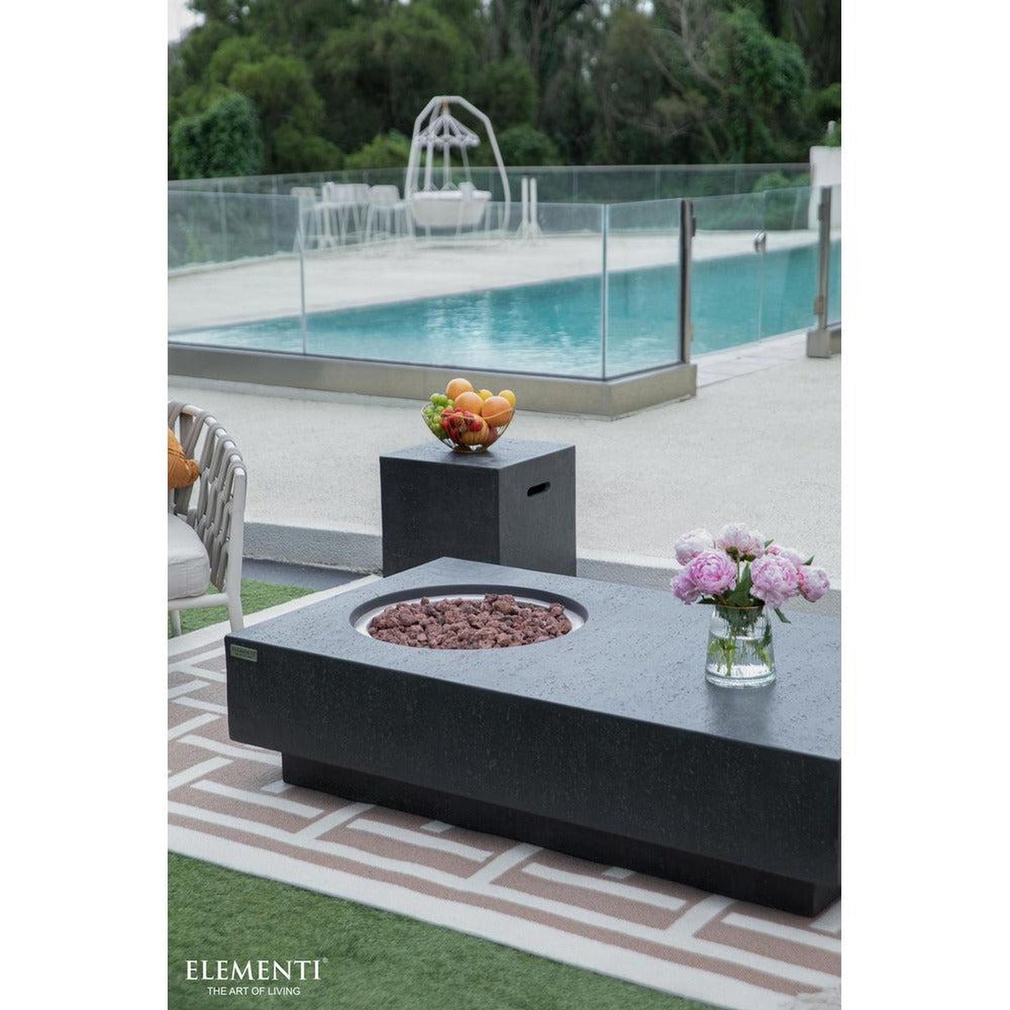 Elementi Metropolis 32" Rectangle Dark Gray Concrete Natural Gas Fire Table