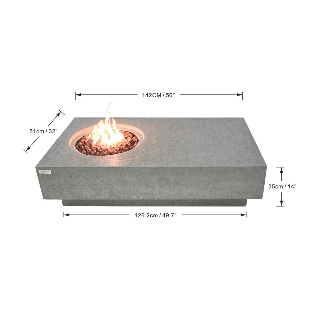 Elementi Metropolis 32" Rectangle Light Gray Concrete Liquid Propane Fire Table