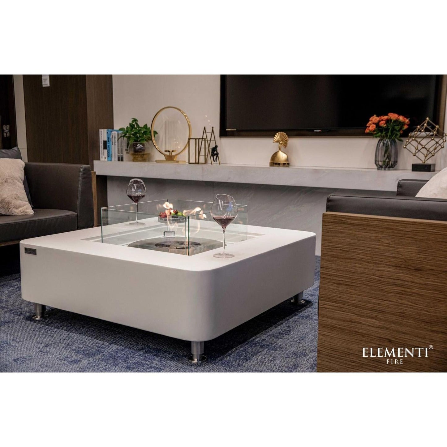 Elementi Perth 40" Square Space Gray Concrete Ethanol Fire Table