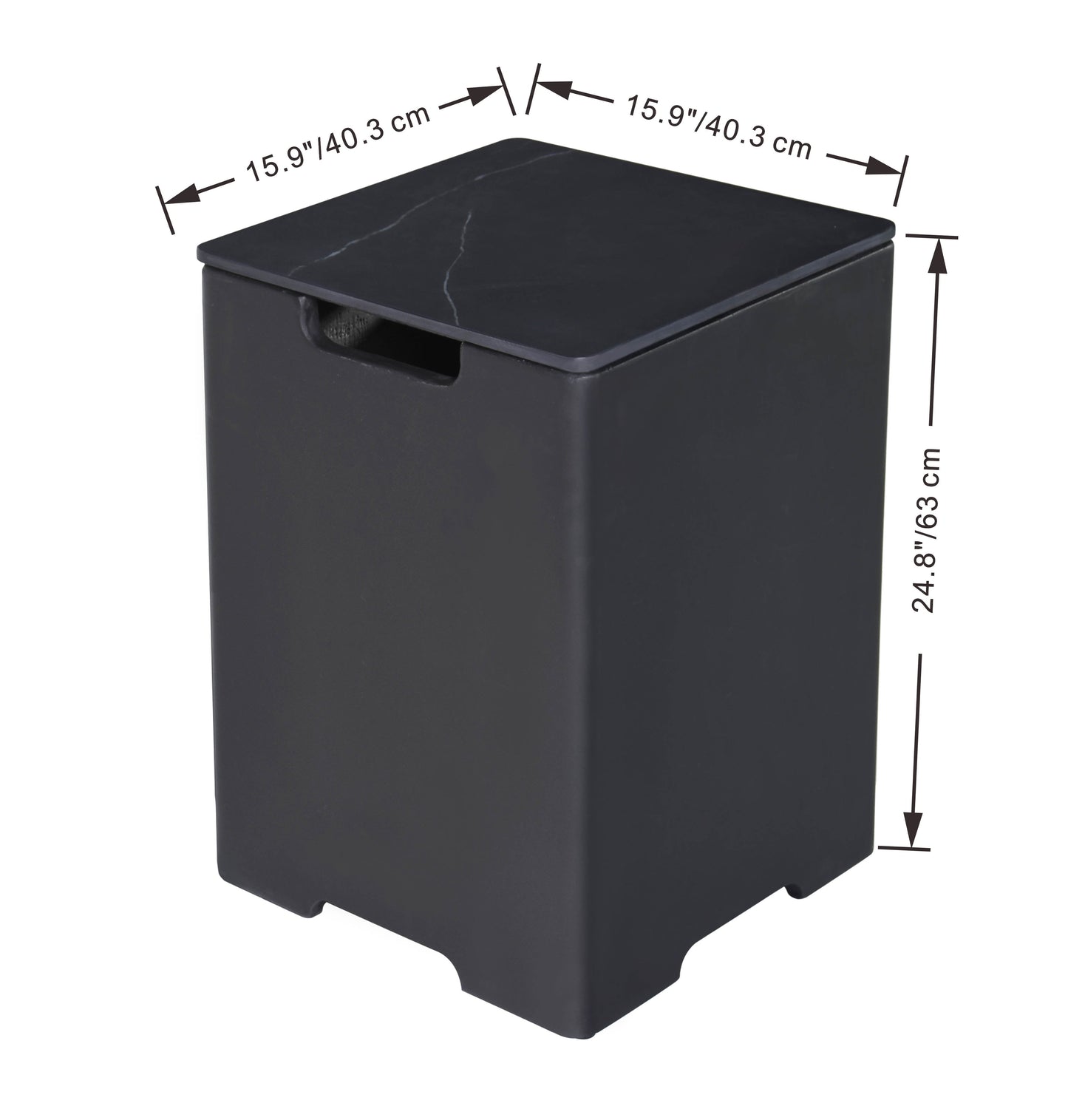 Elementi Plus 16" x 25" Square Bulgaria Black Concrete Tank Cover (ONB02-102BB)