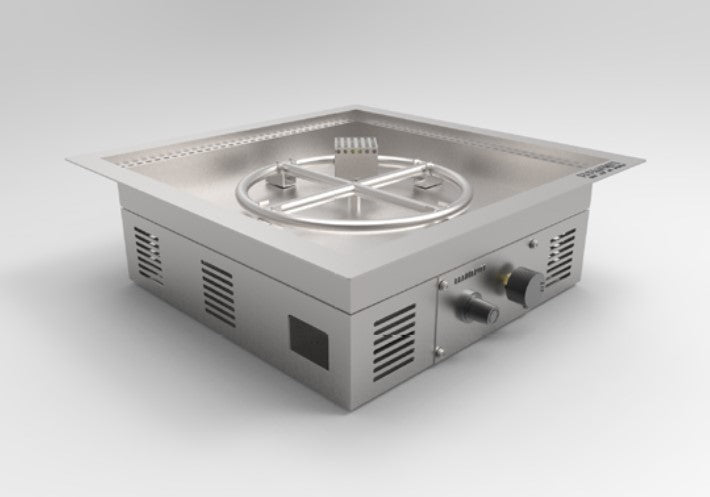Elementi Plus 20" x 20" x 7" Square Stainless Steel Natural Gas Built-in Burner Kit