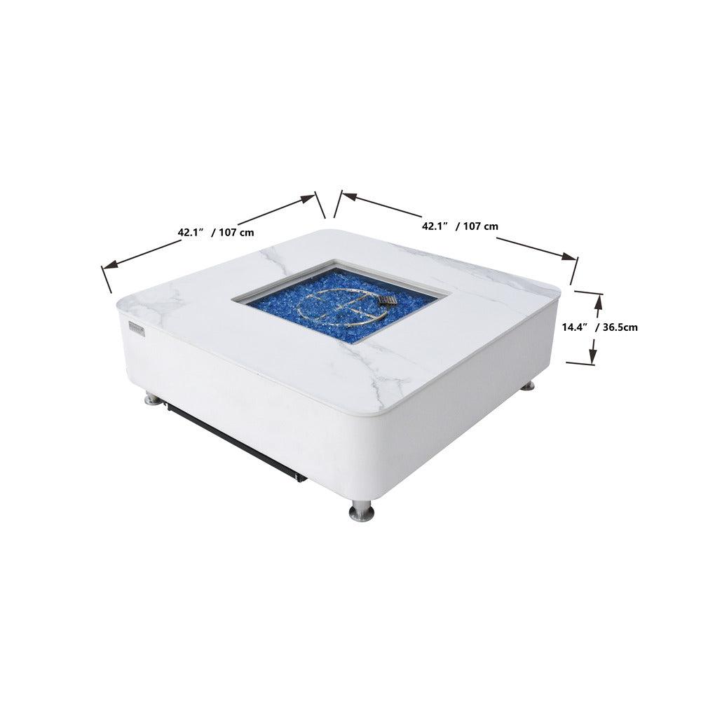 Elementi Plus Annecy 42" Bianco White Marble Porcelain Natural Gas Fire Table