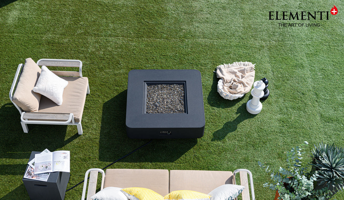 Elementi Plus Bergamo 42" Square Dark Grey Concrete Liquid Propane Fire Table
