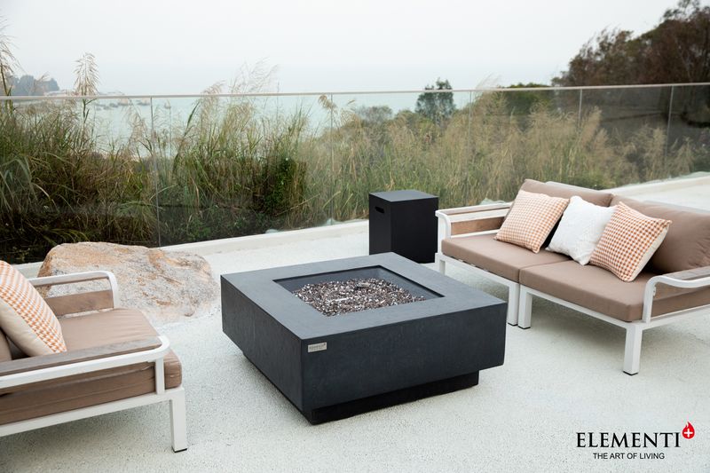 Elementi Plus Bergen 40" Square Dark Grey Concrete Liquid Propane Fire Table