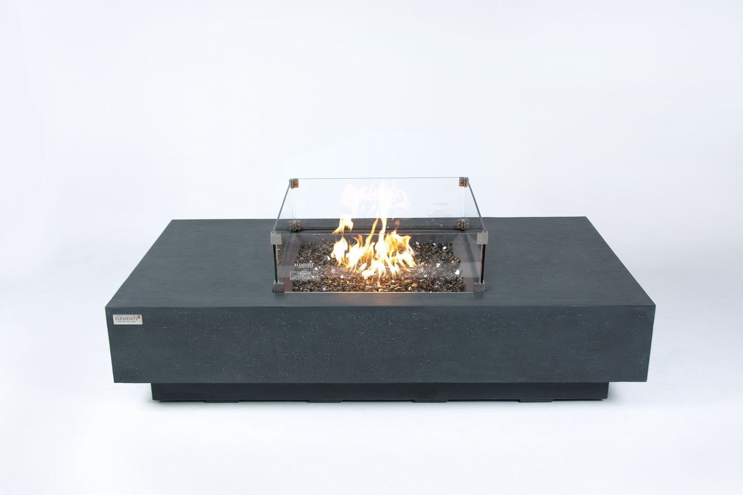 Elementi Plus Cannes 32" Rectangle Dark Grey Concrete Liquid Propane Fire Table