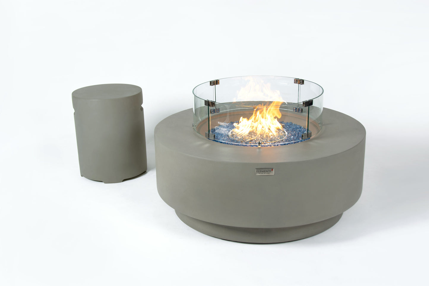 Elementi Plus Colosseo 41" Round Light Grey Concrete Natural Gas Fire Table