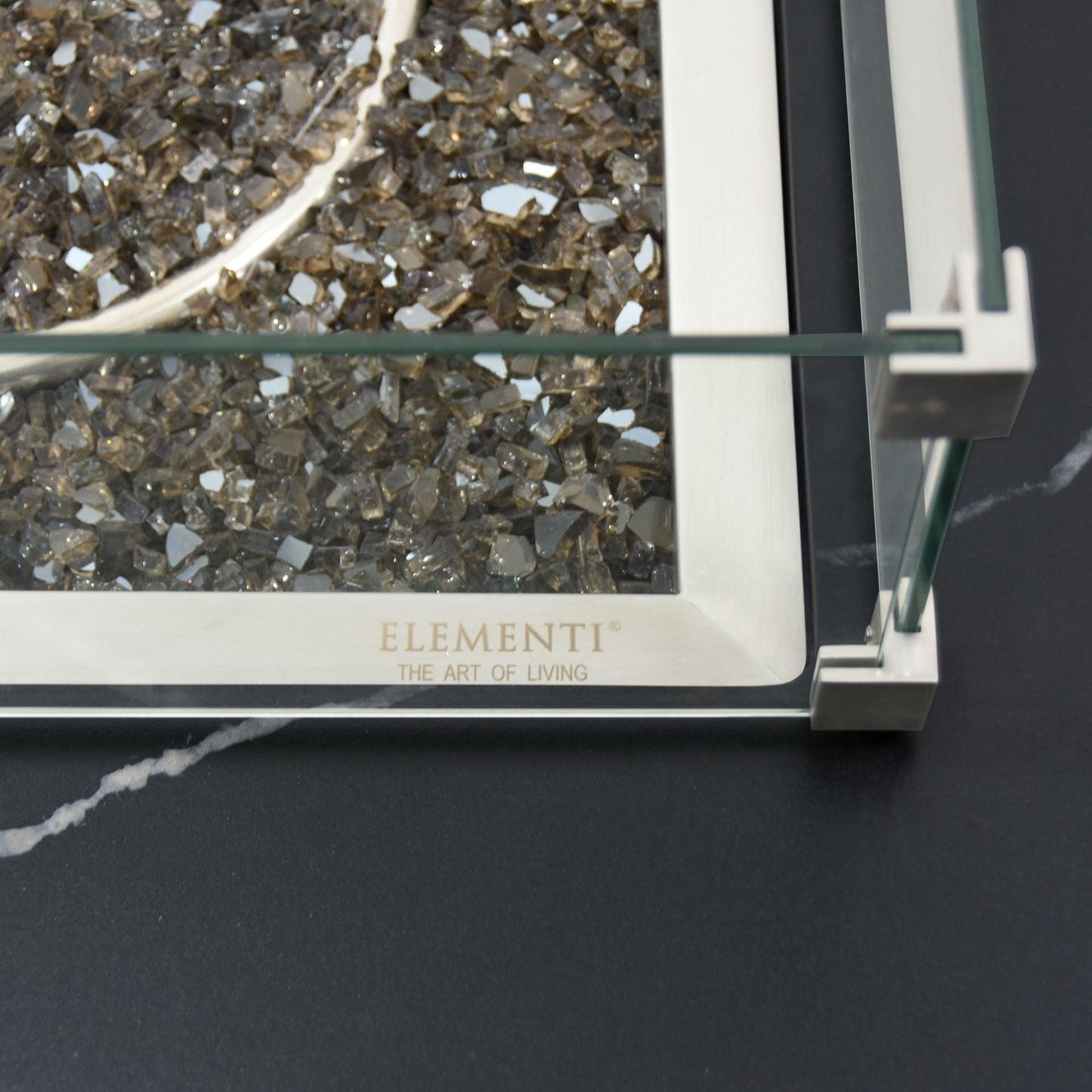 Elementi Plus Copenhagen 42" Bulgaria Black Marble Porcelain Natural Gas Fire Table