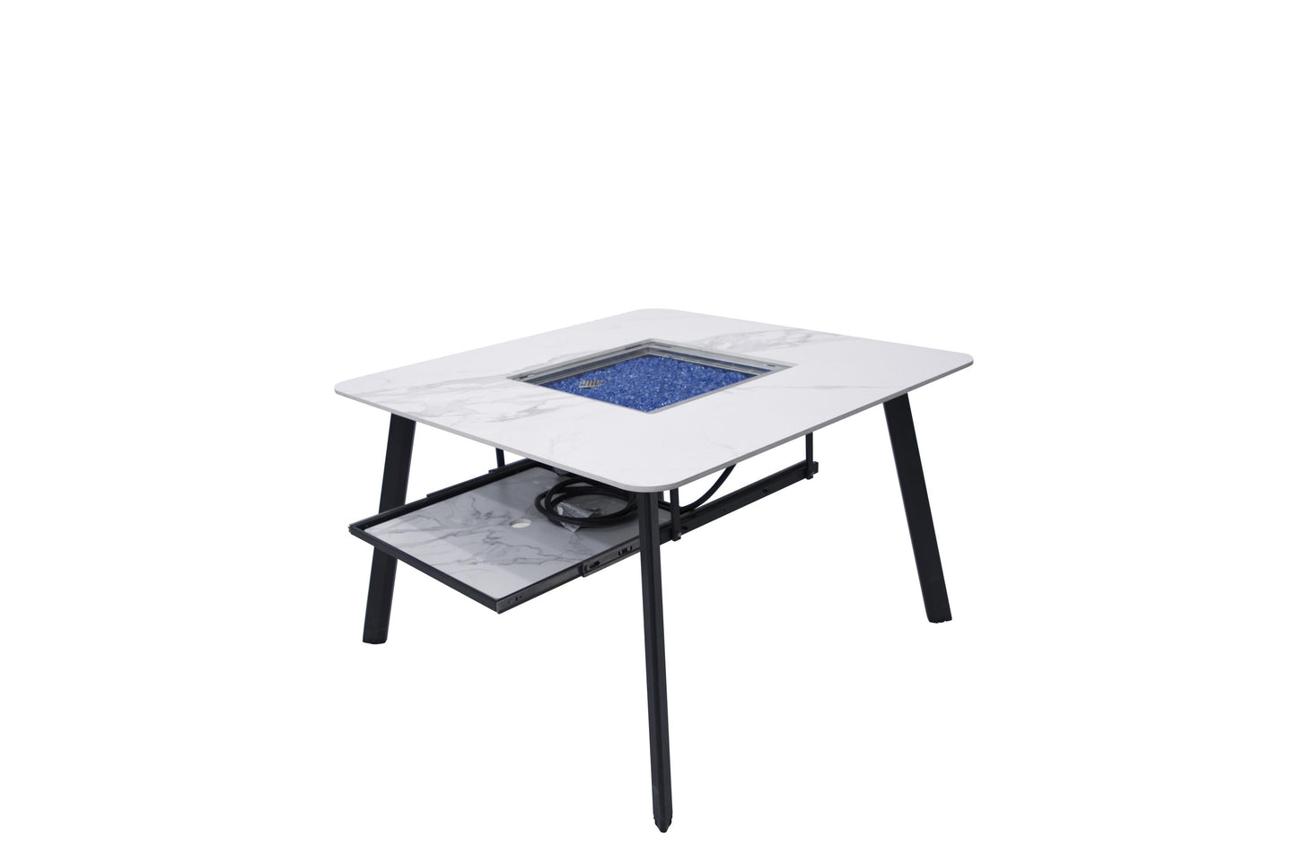 Elementi Plus Helsinki 47" Bianco White Marble Porcelain Liquid Propane Dining Table