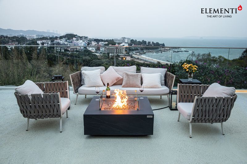 Elementi Plus Roraima 40" Square Slate Black Concrete Liquid Propane Fire Table