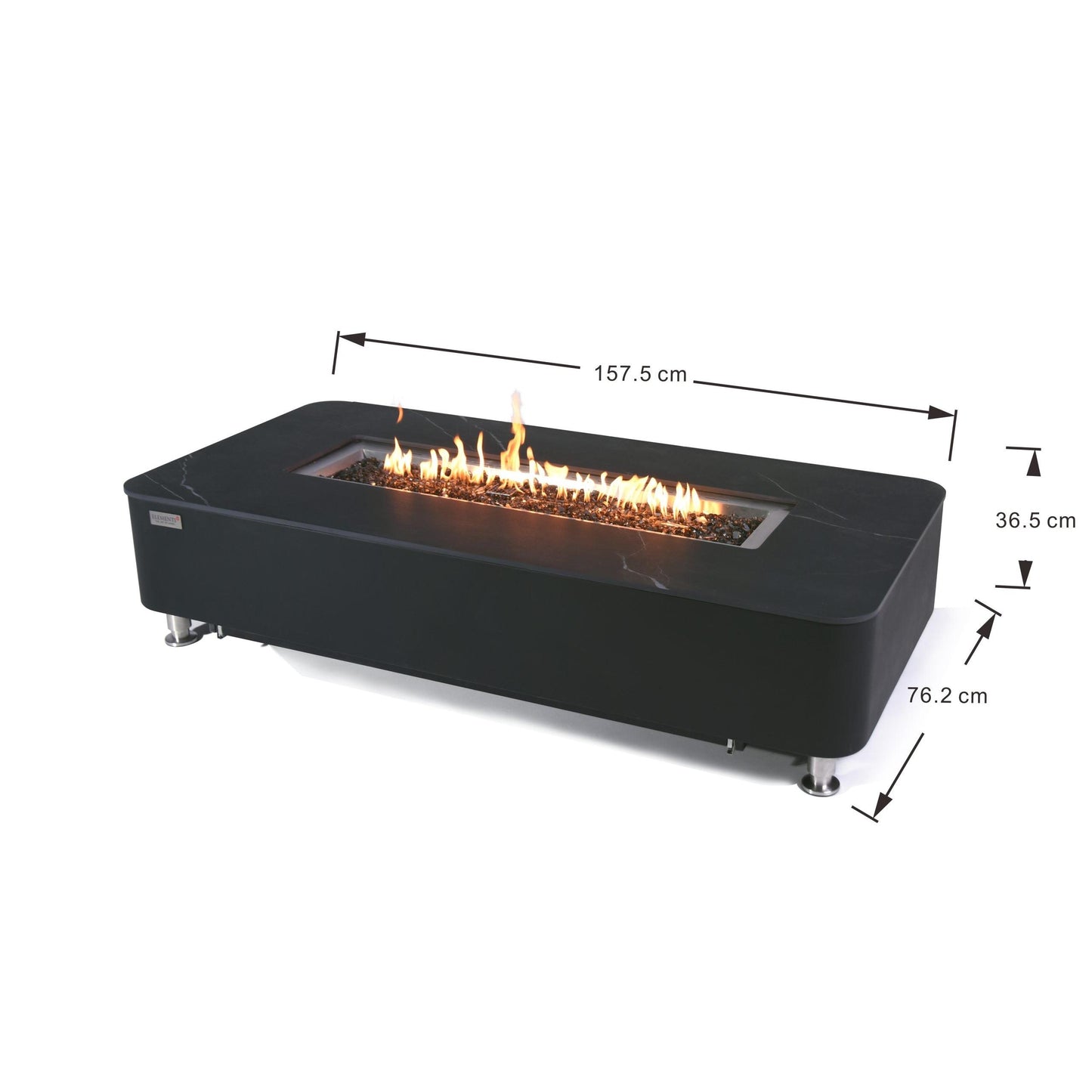 Elementi Plus Valencia 30" Bulgaria Black Liquid Propane Marble Porcelain Fire Table