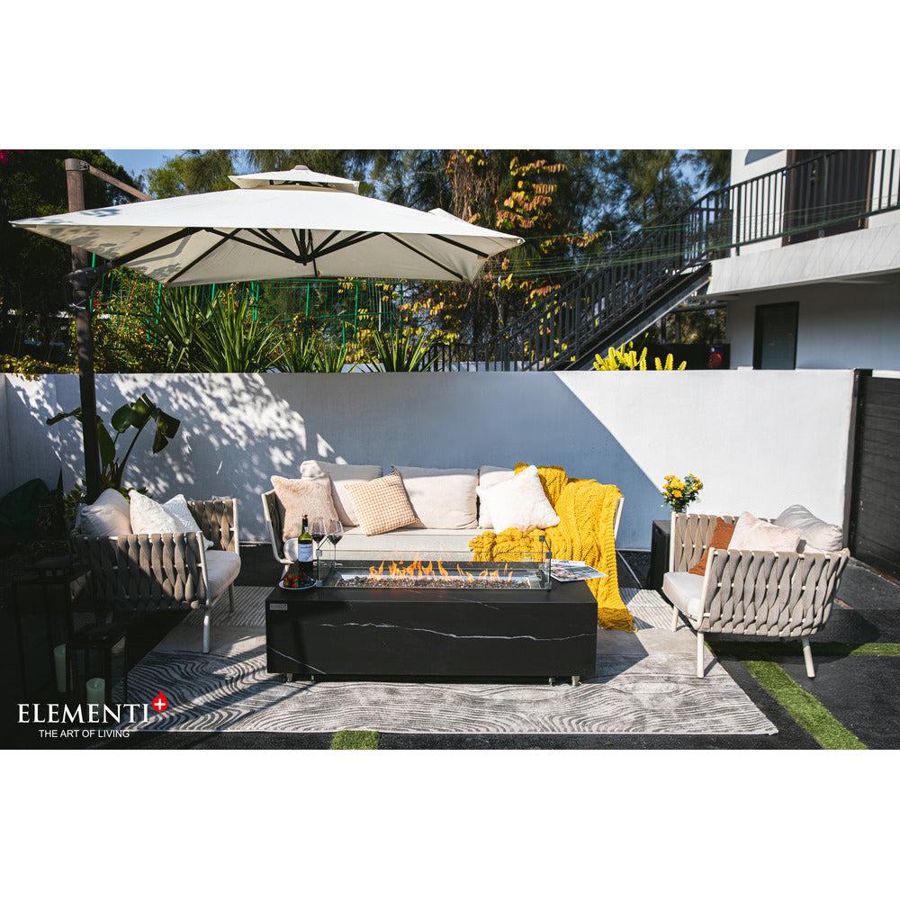 Elementi Plus Varna 28" Rectangle Bulgaria Black Marble Porcelain Liquid Propane Fire Table