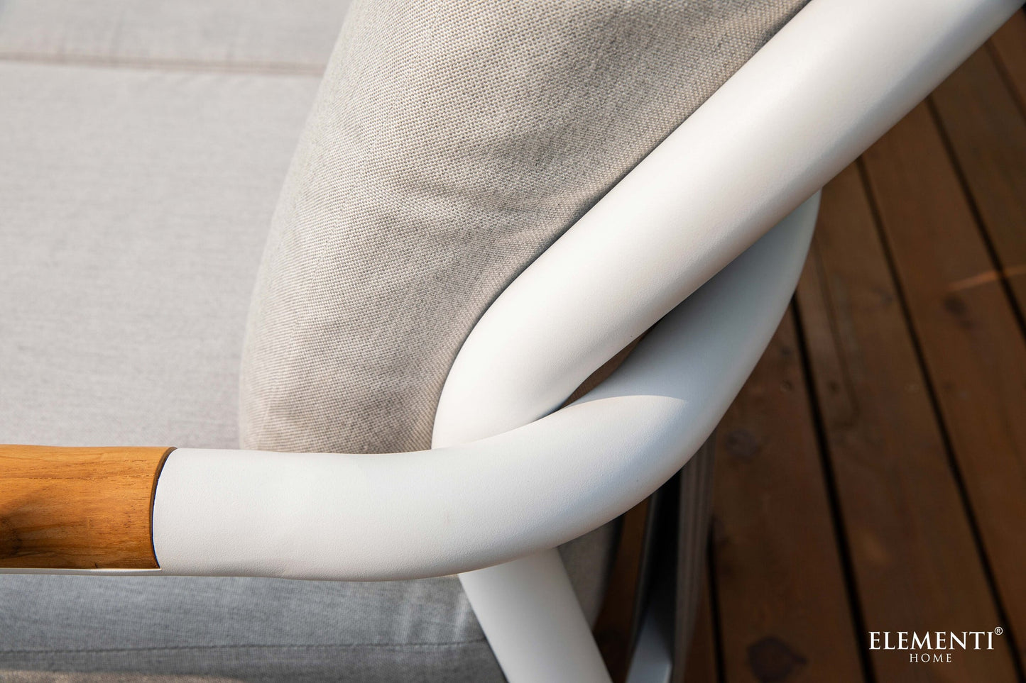 Elementi Santorini 33" White Aluminum Outdoor Swivel Chair with Sunbrella Cushions