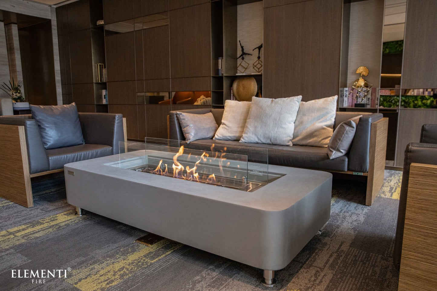 Elementi Sydney 30" Rectangle Slate Black Concrete Ethanol Fire Table