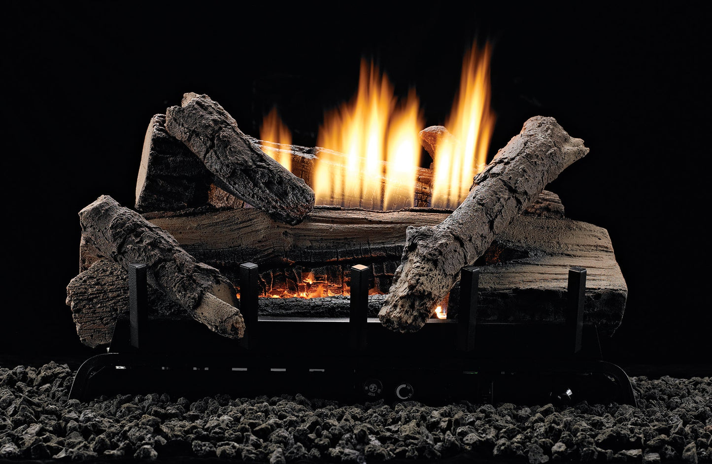 Empire 18" Whiskey River Refractory Log Set With Thermostat Control, Natural Gas Vent-Free Contour Burner