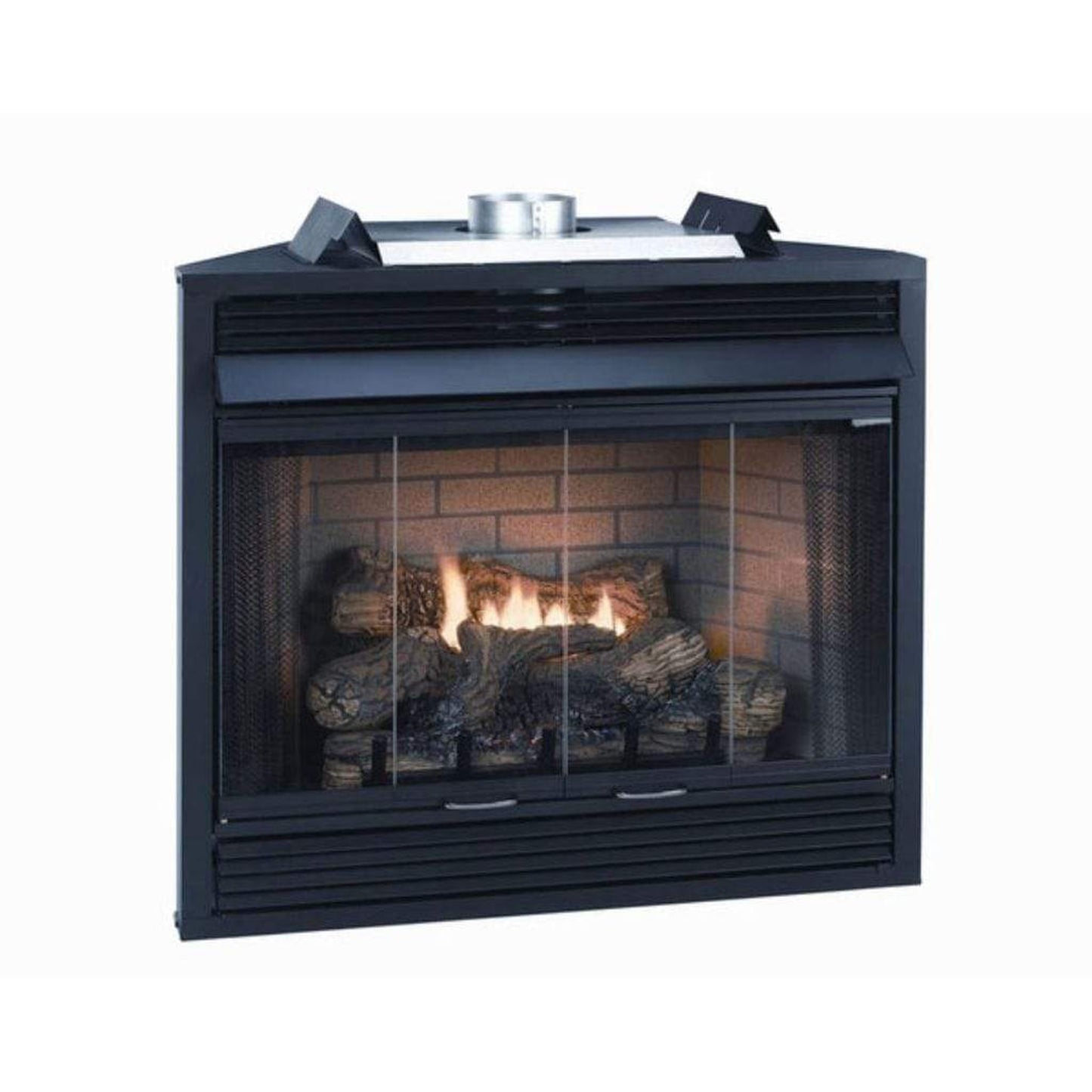 Empire Bi-Fold Black Glass Doors for 34" Keystone B-Vent Deluxe Fireplace