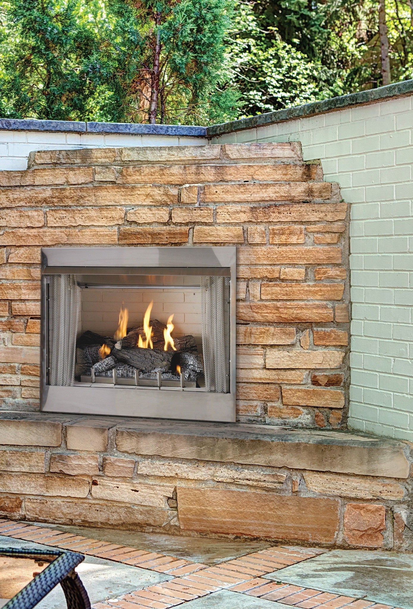 Empire Carol Rose Coastal 36" Stainless Steel Millivolt Control, Propane Gas Traditional Premium Outdoor Fireplace