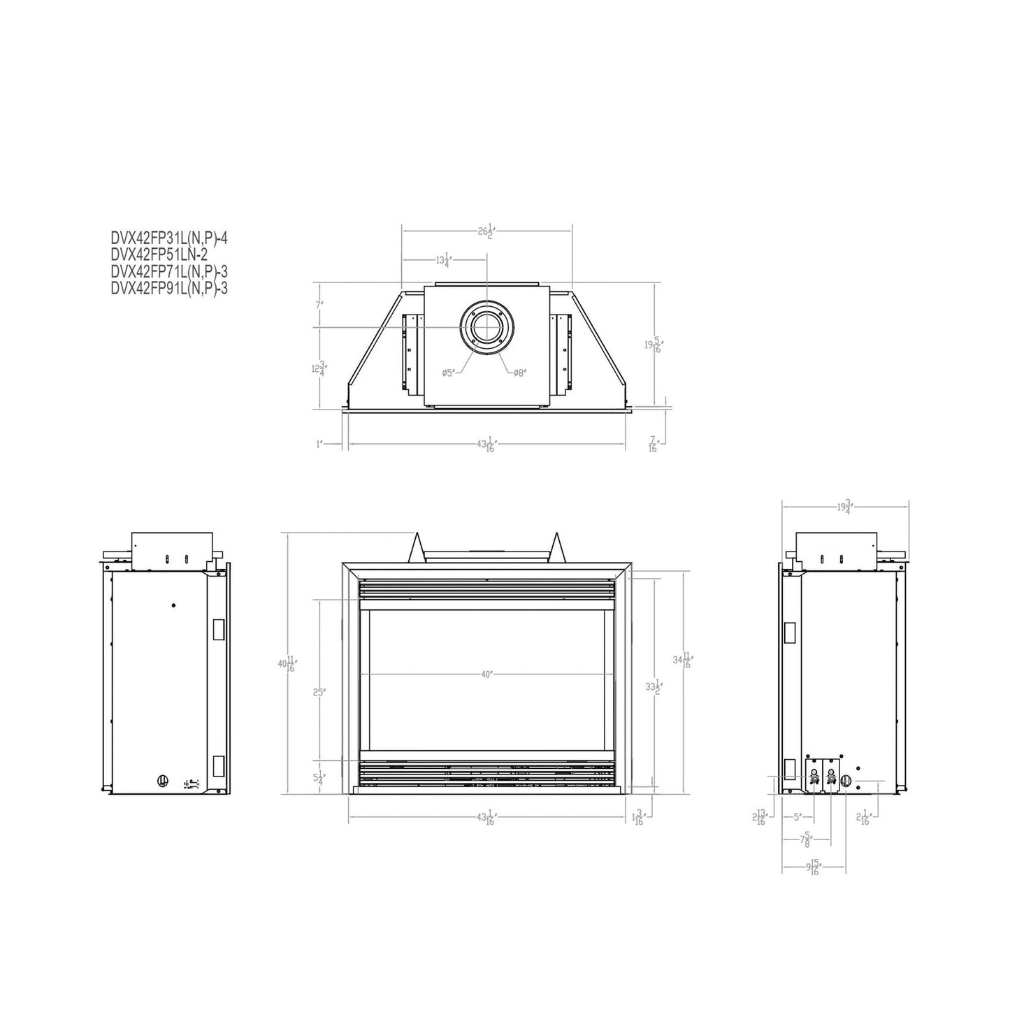 Empire Tahoe 42" Millivolt Control With On/Off Switch and Blower, Natural Gas Direct Vent Luxury Fireplace