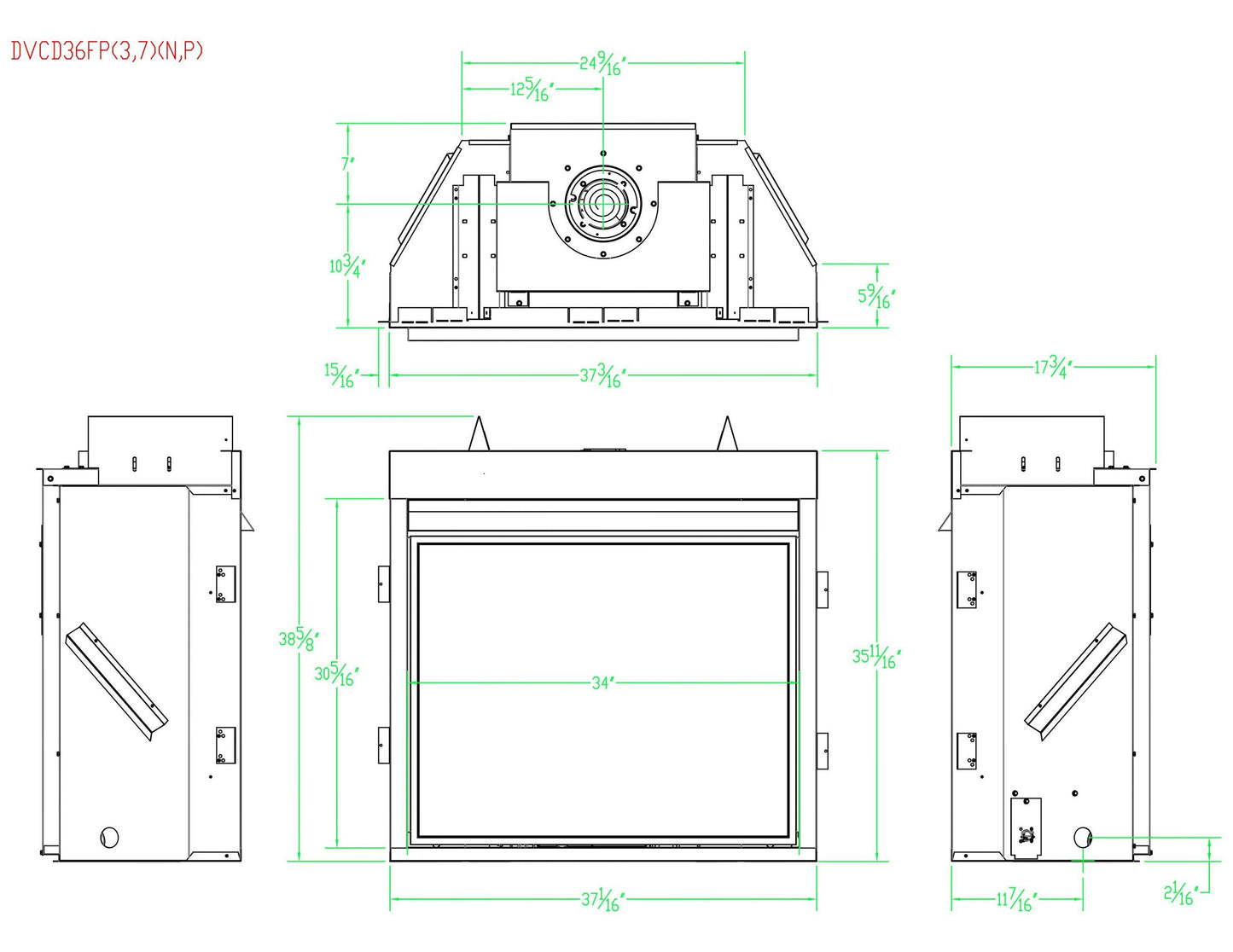 Empire Tahoe Clean Face 36" Intermittent Pilot Control With On/Off Switch, Propane Gas Direct Vent Deluxe Fireplace