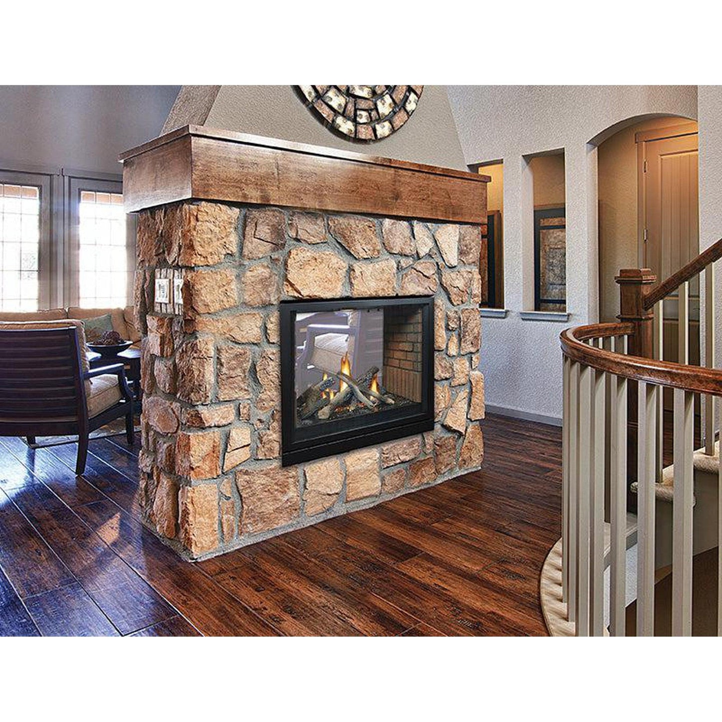 Empire Tahoe Clean Face 36" Millivolt Control With On/Off Switch, Natural Gas Direct Vent Premium See Through Fireplace