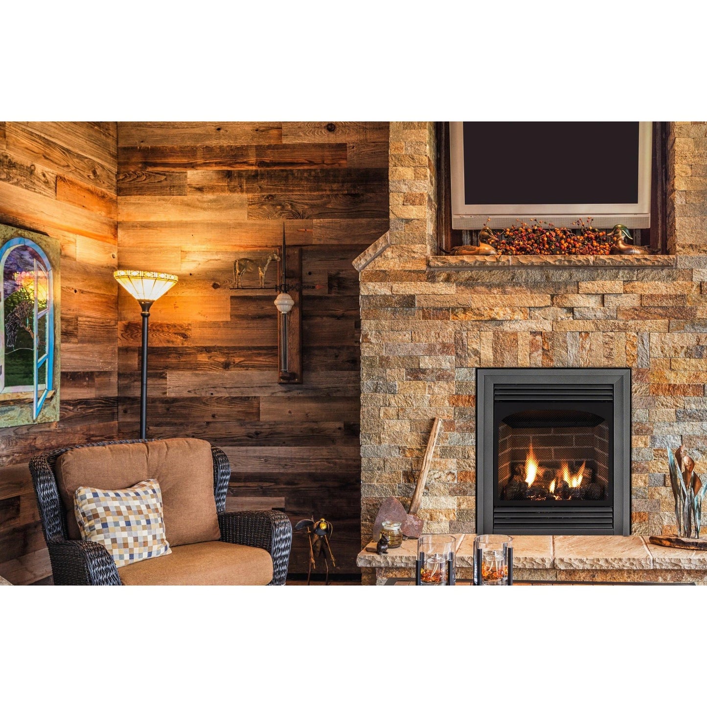 Empire Vail 24" 10,000 BTU Millivolt Control With On/Off Switch and Slope Glaze Burner, Natural Gas Vent Free Premium Fireplace