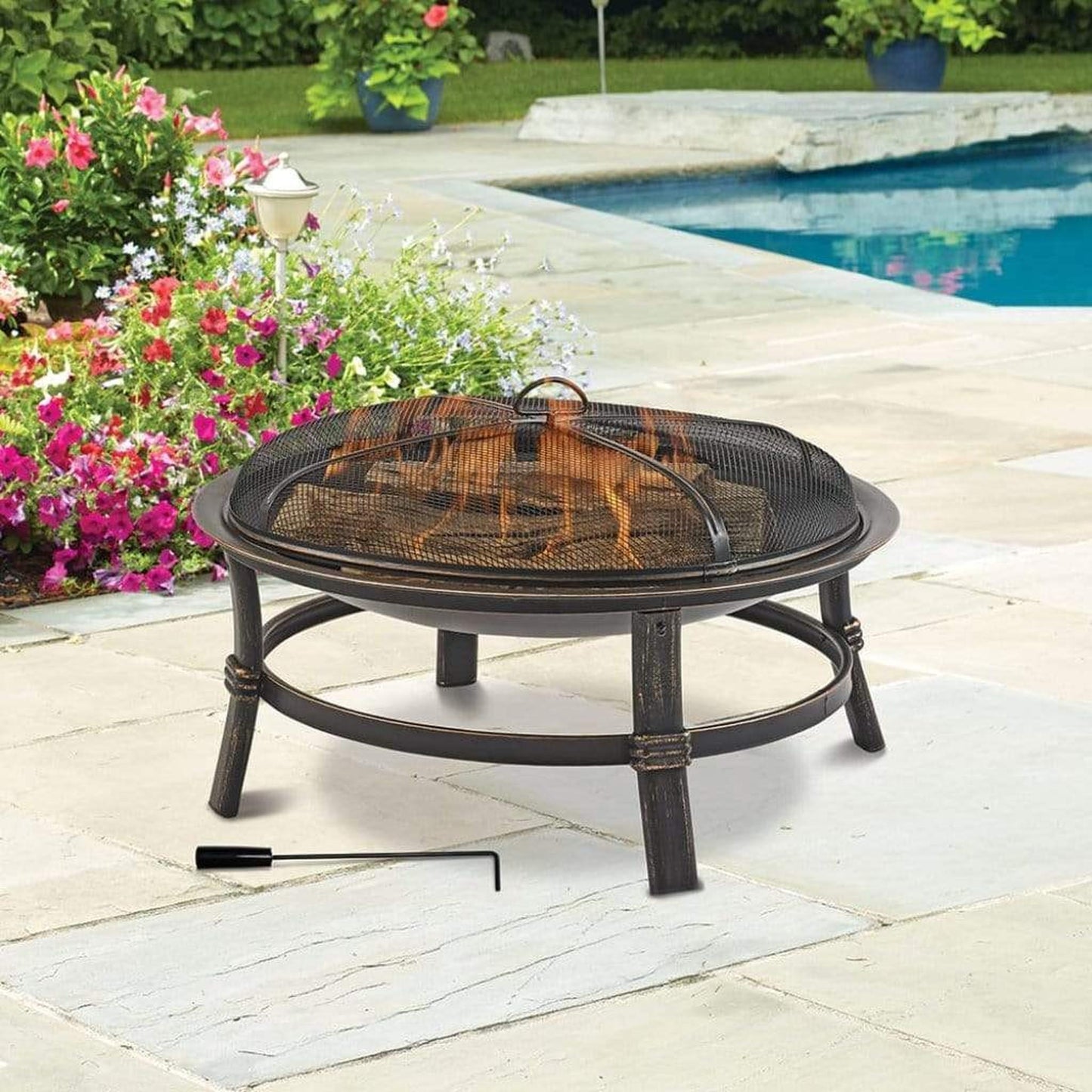 Endless Summer 29" Brushed Copper Outdoor Wood Burning Fire Pit With Airflow Technology