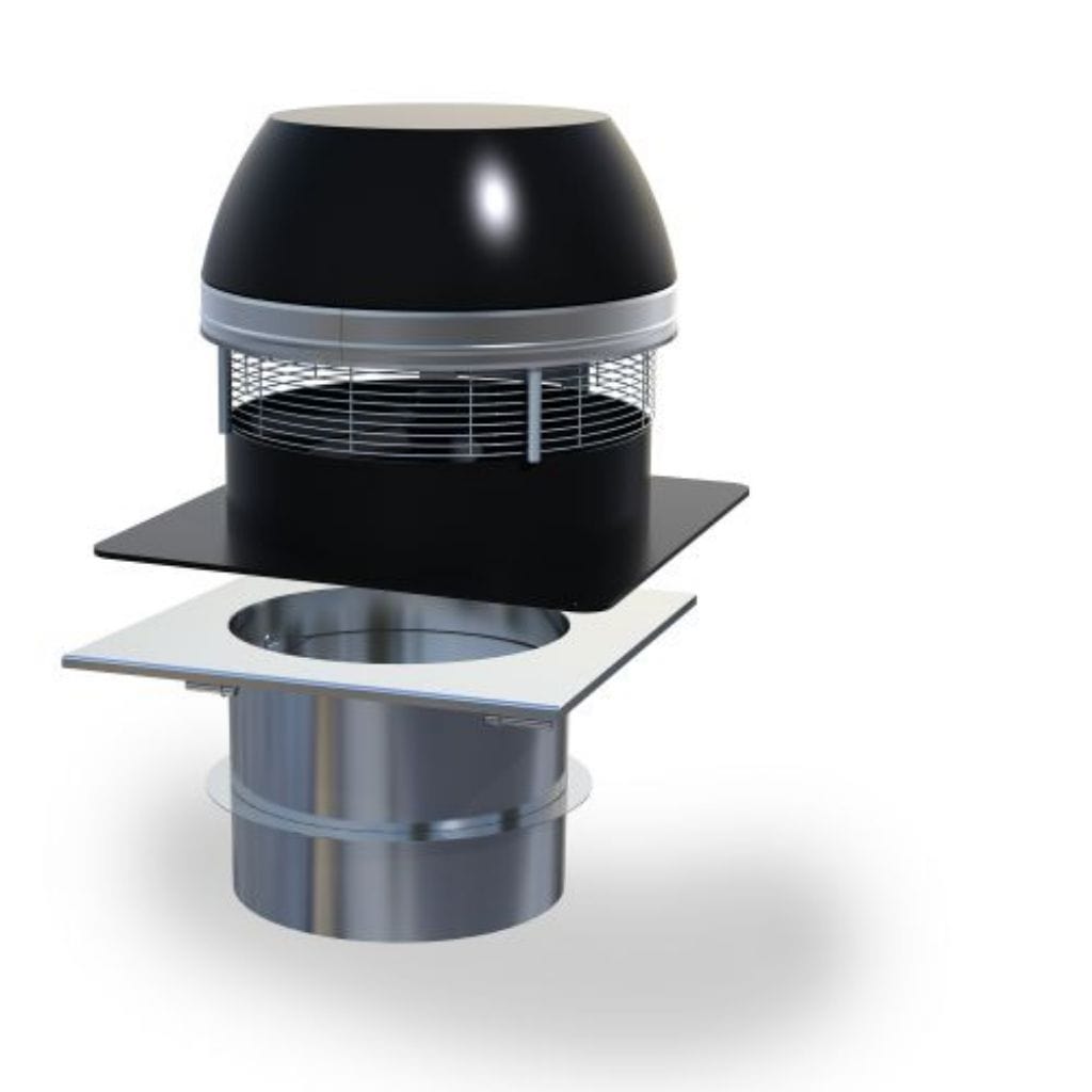 Enervex RSHT 14" Chimney Fan With 16" Manual Fireplace Damper & Solid Fuel Fan Controller - Manual Draft & Damper System