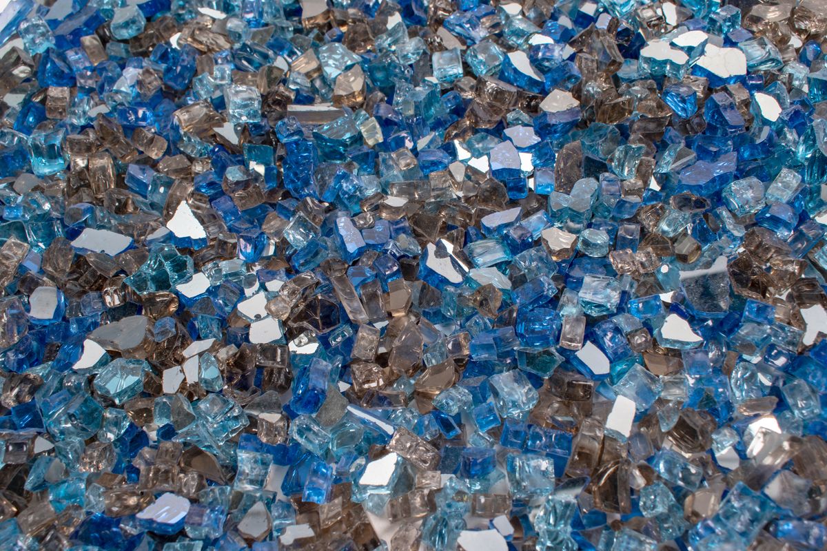 Enhance A Fire 0.25" 5 Lb. Ballad Blues Reflective Premium Mixed Fire Glass for Gas Fireplace, Electric Fireplace and Outdoor Gas Firepit