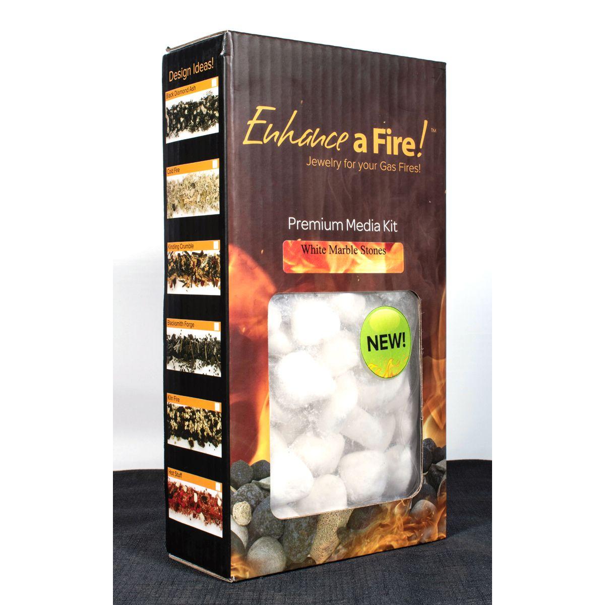 Enhance A Fire 0.5-1.5" 5.0 Lb. White Marble Stone Set for Gas Fireplace and Log Set