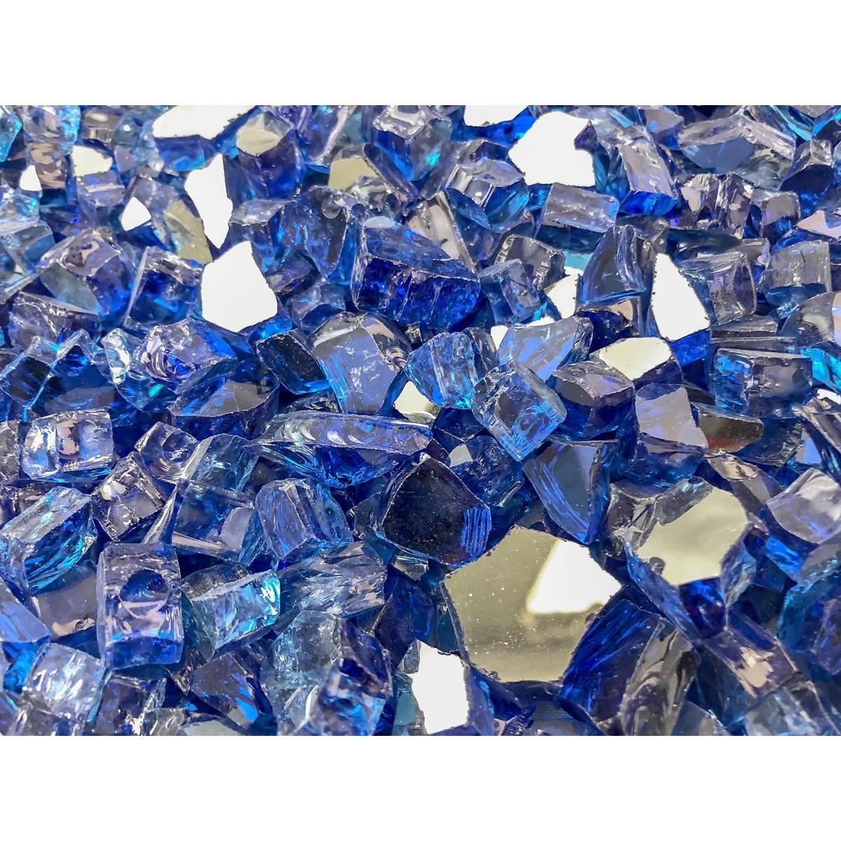 Enhance A Fire 0.5" 5 Lb. Parade Blue Reflective Crushed Tempered Fire Glass for Gas Fireplace, Electric Fireplace and Outdoor Gas Firepit