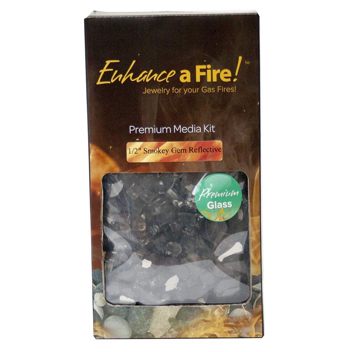 Enhance A Fire 0.5" 5 Lb. Smokey Gem Reflective Crushed Tempered Fire Glass for Gas Fireplace, Electric Fireplace and Outdoor Gas Firepit